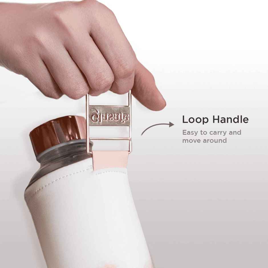 Glasafe Vego Sip Borosilicate Glass Bottle With Protective Vegan Sleeve | Coral Peach 750 ml