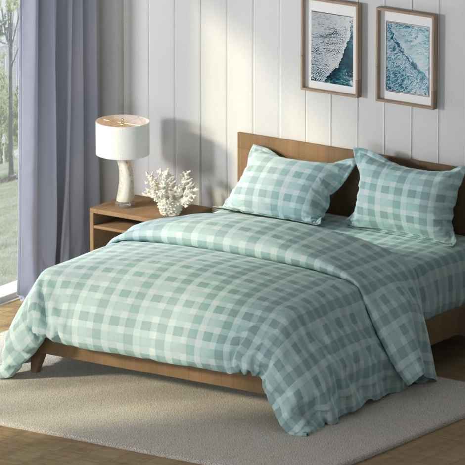 Nautica Super Soft Cotton Fabric Comforter for All Weather | Double Size | Checks | Aqua