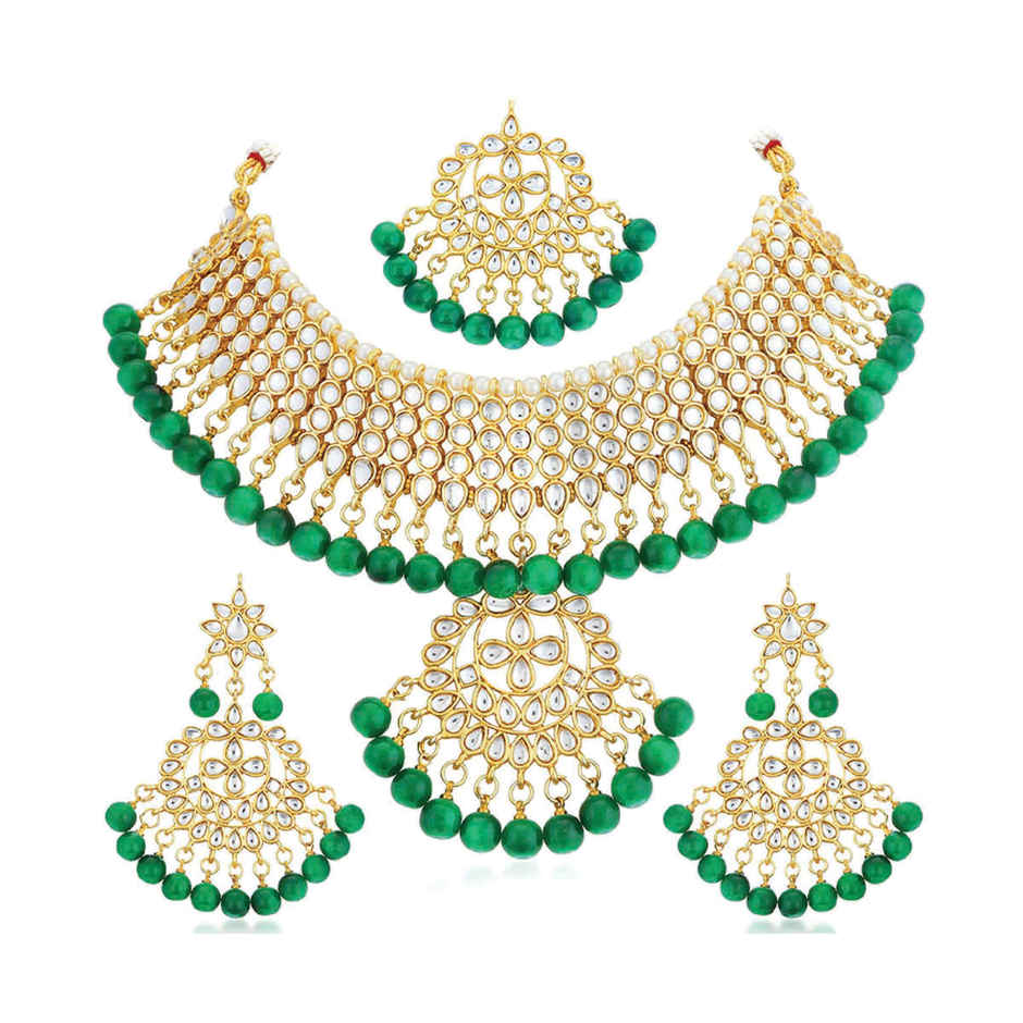 Sukkhi Trendy Kundan Gold Plated Choker Necklace Set For Women