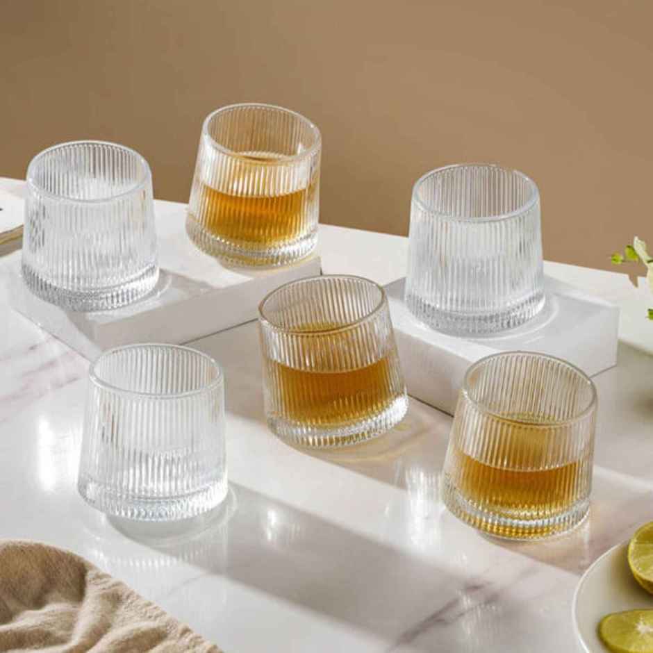 Nestasia Rotating Fluted Glasses - Set of 6 | 150 ml