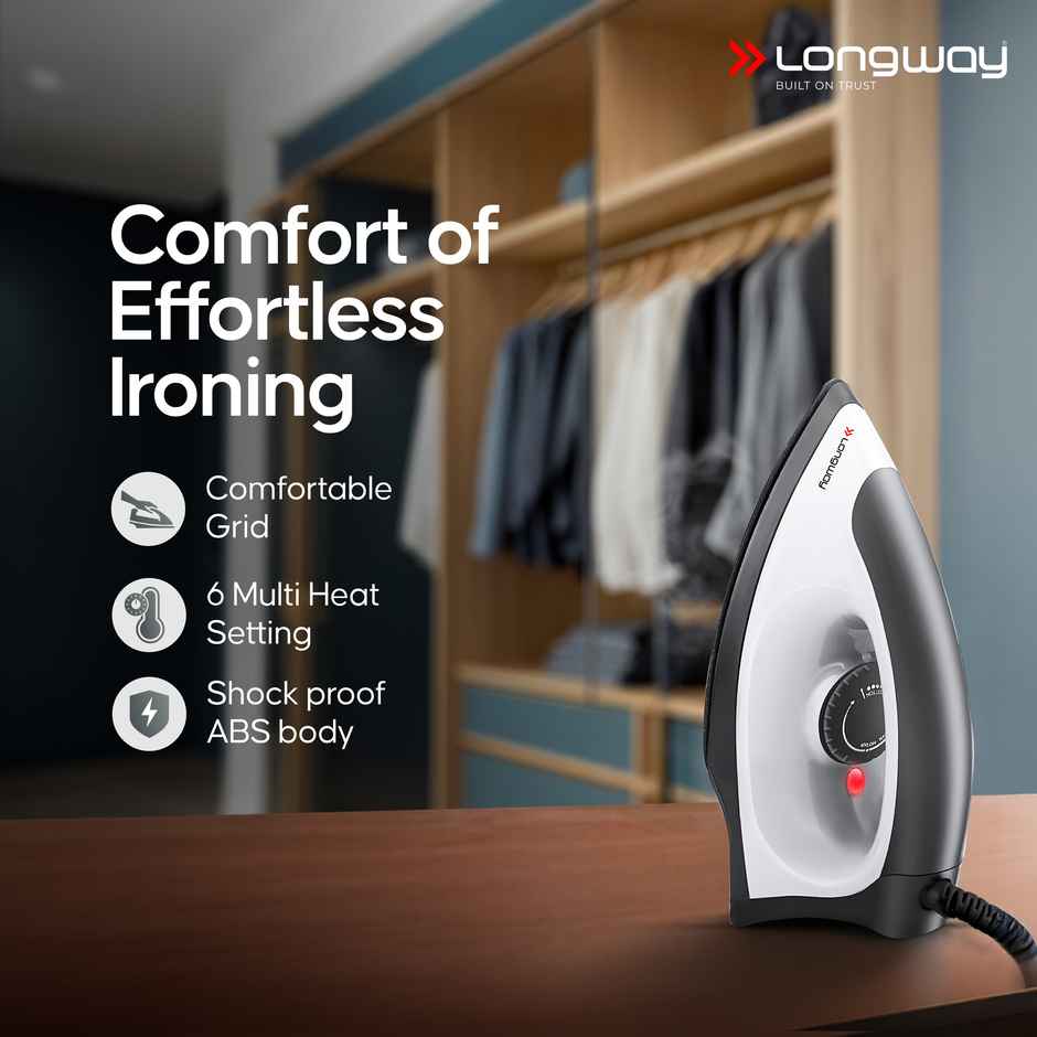 Longway Roto Max 500W Mixer Grinder + 1100W Dry Iron | 3 Jars | Powerful Motor Combo|2-Yr Warranty