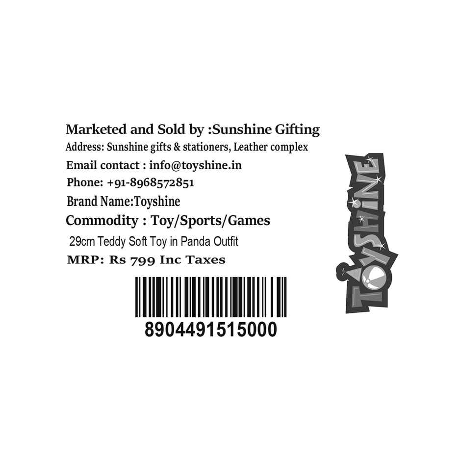 Spanker Teddy Soft Toy in Panda Outfit Cute Plush Bear for Kids - 29 cm