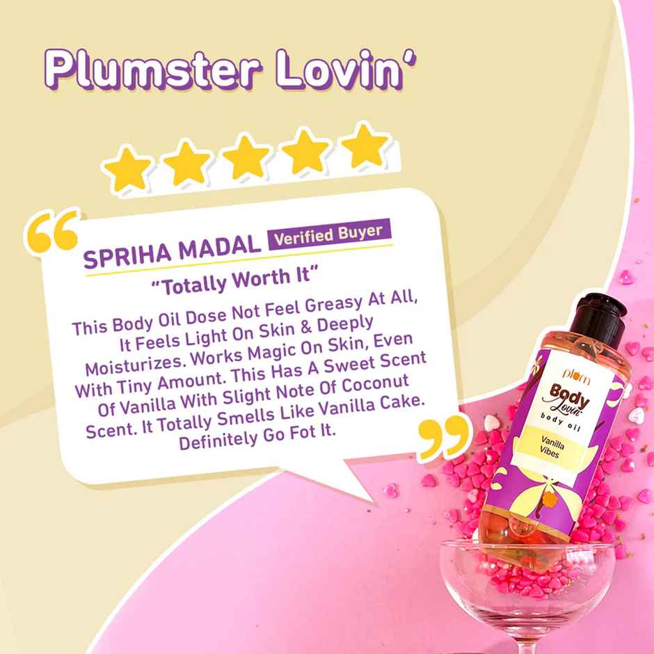 Plum Bodylovin Vanilla Vibes Body Oil Normal To Dry Skin Deep Moisturization Instant Glow