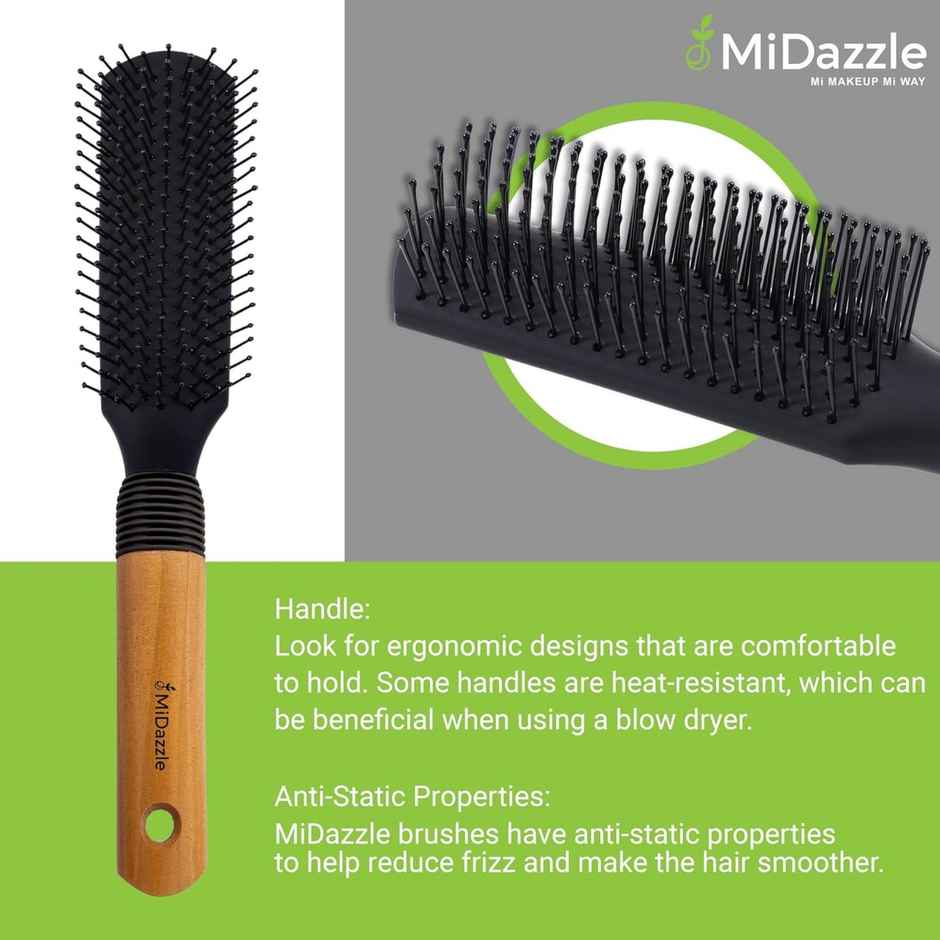 Midazzle Premium Flat Wooden Handle Hair Brush |MIHB0036