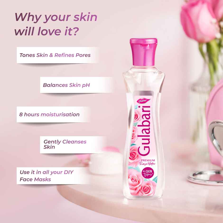 Dabur Gulabari Premium Rose Water (Paraben Free)
