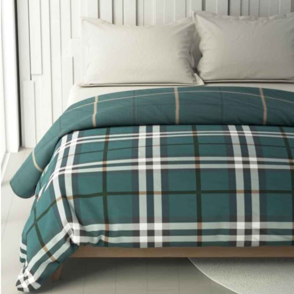 Nautica 100% Premium Cotton Fabric Comforter for All Weather | Double | Ocean Checks | Green