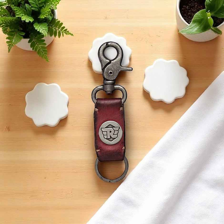 Royal Enfield Leather Key Chain | Red