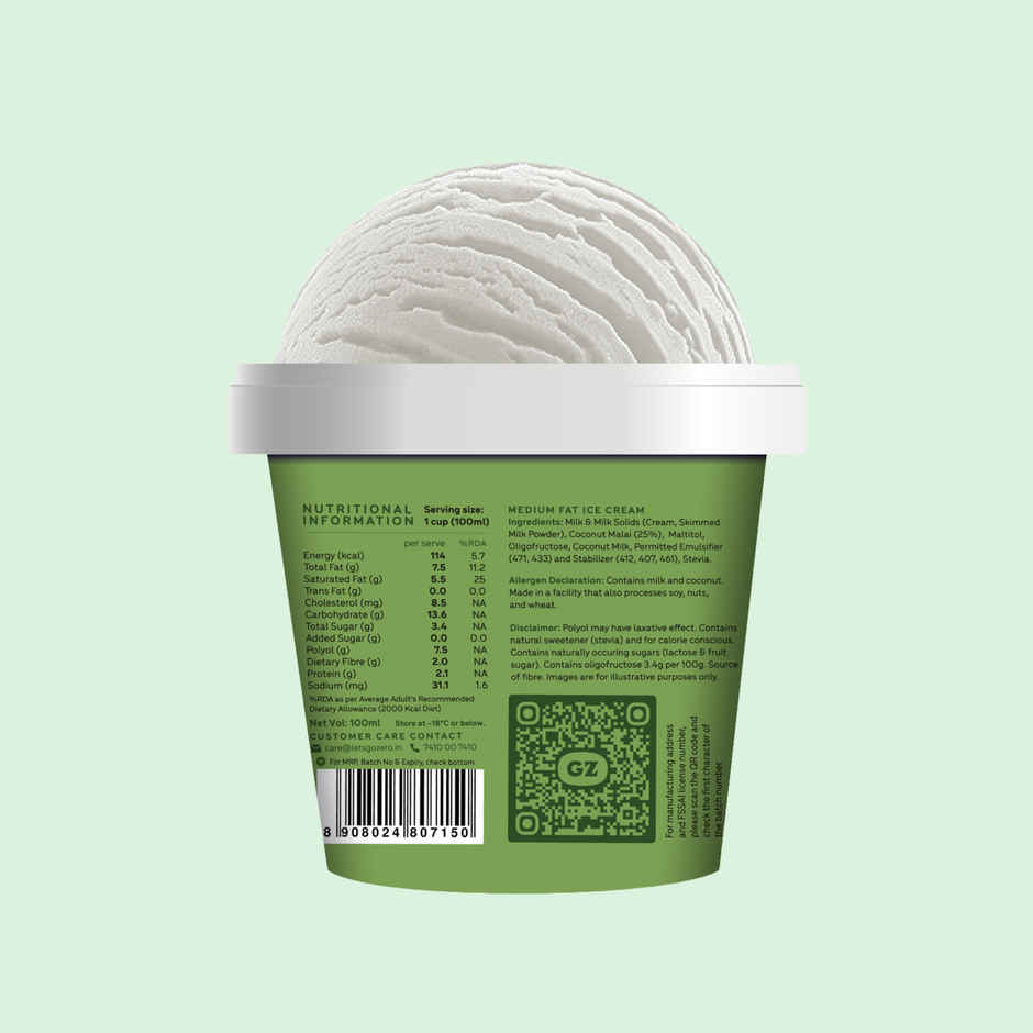 Go Zero Tender Coconut Guilt Free Ice Cream Cup