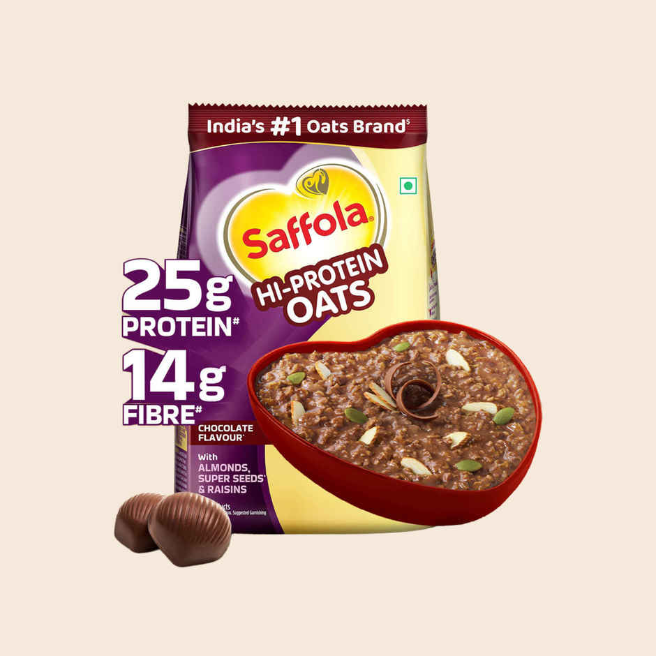 Saffola 25g High Protein Oats | 14g Fibre | No Refined Sugar | Chocolate Flavour