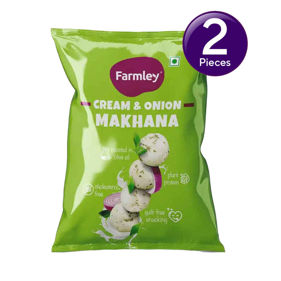 Farmley Cream & Onion Makhana Roasted In Olive Oil Healthy Snacks Combo