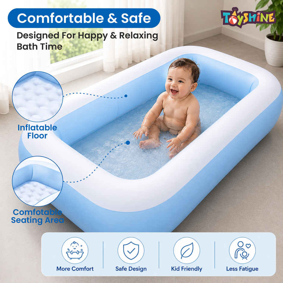 Toyshine Intex Big Rectangular Kids Pool | Blue (Ages 2-5)