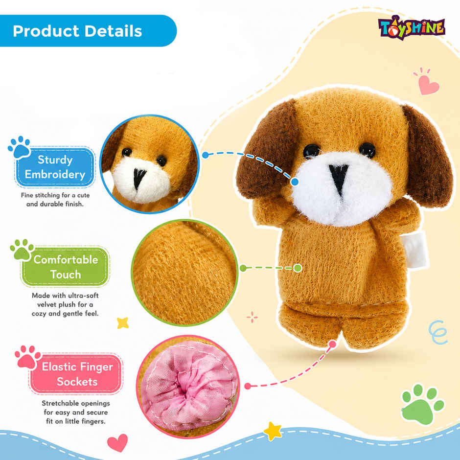 Toyshine 10 Pc Plush Animals Finger Puppet Toys | Mini Plush Figures Toy Assortment for Kids
