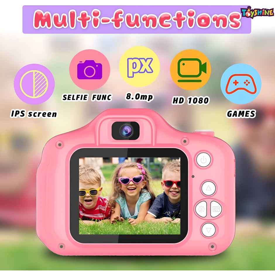 Toyshine Kids Digital Camera 2.0 Inch Screen | Snake Game | 32GB Support | Pink