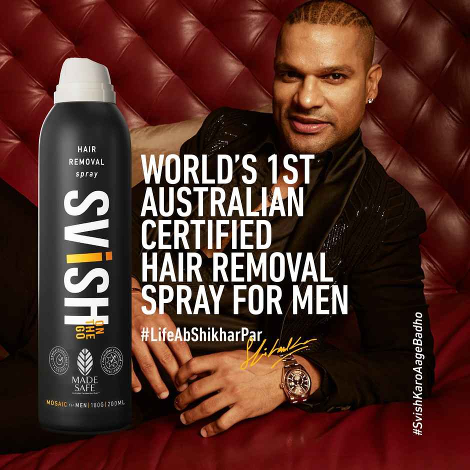 SVISH ON-THE-GO Hair Removal Spray For Men Made Safe Certified