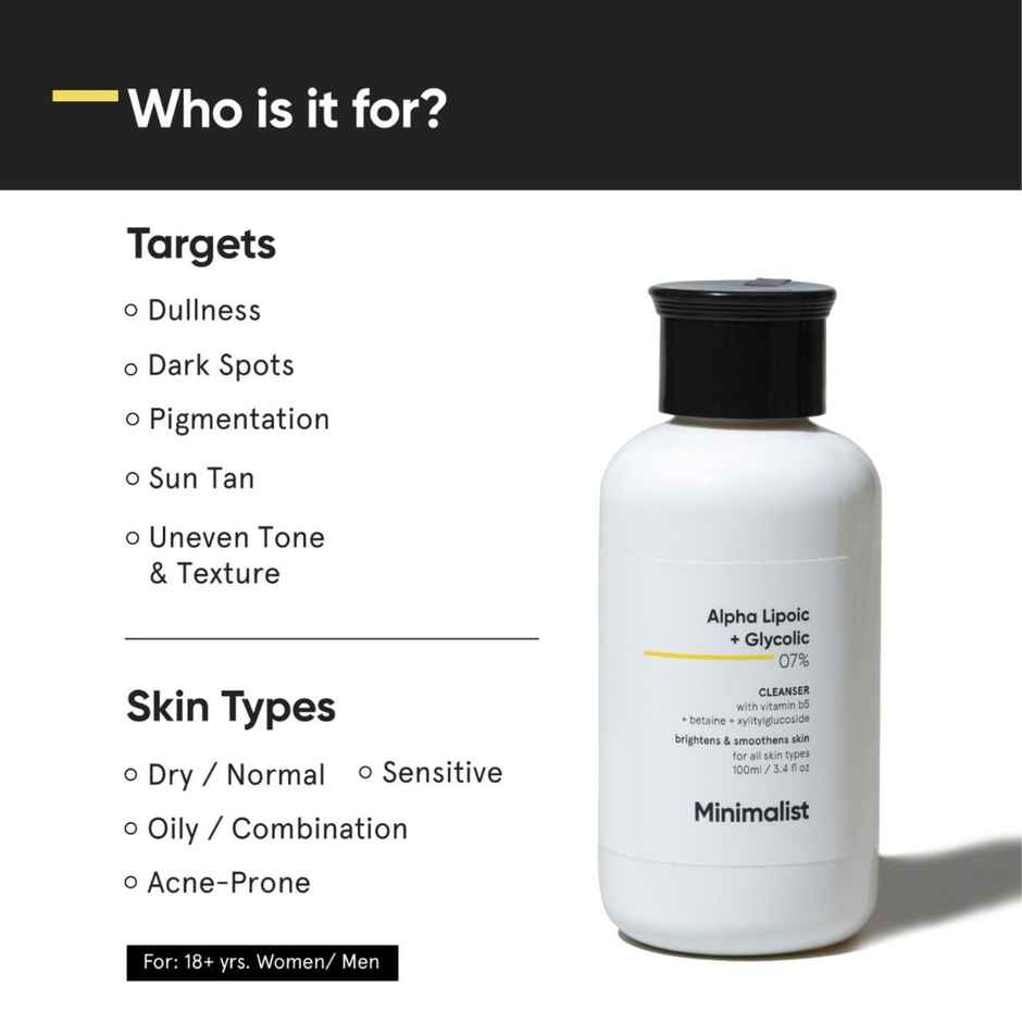 Minimalist 7% ALA + Glycolic Brightening Cleanser Face Wash