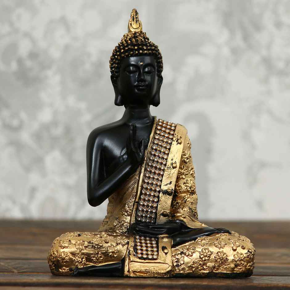 eCraftIndia Royal Gold Adorned Buddha Idol - Unique Handcrafted Meditation Statue Decor