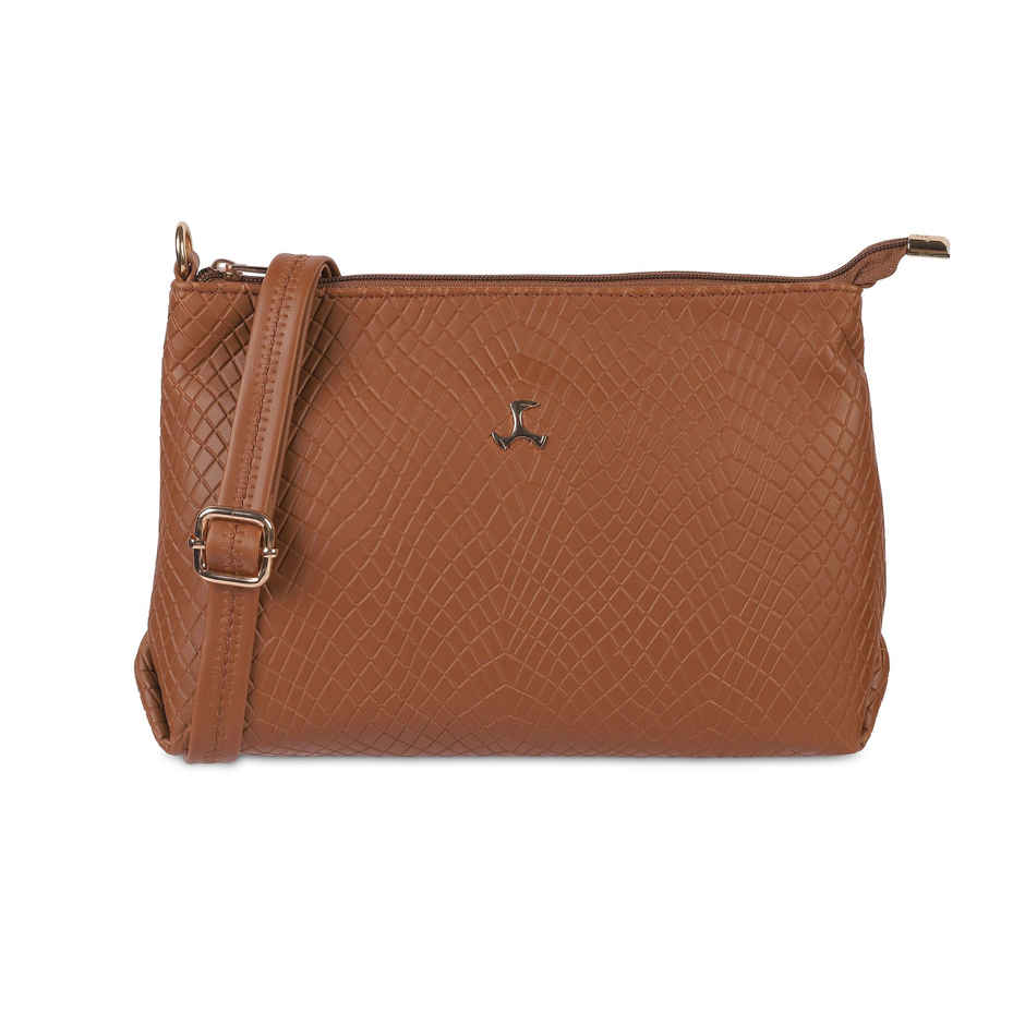 Mochi Tan Synthetic Sling Bag for Women | 66-7751-23