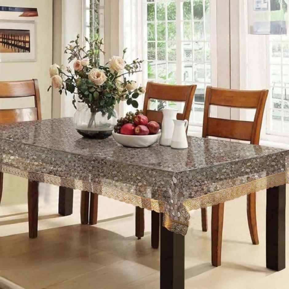 Kuber Industries 60X90 Inch Dining Table Cover for 6 Seater for Home Decor | DTC | Gold