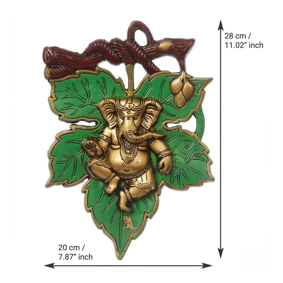Ganesh Ji on Green Leaf Wall Hanging | Devnidhi
