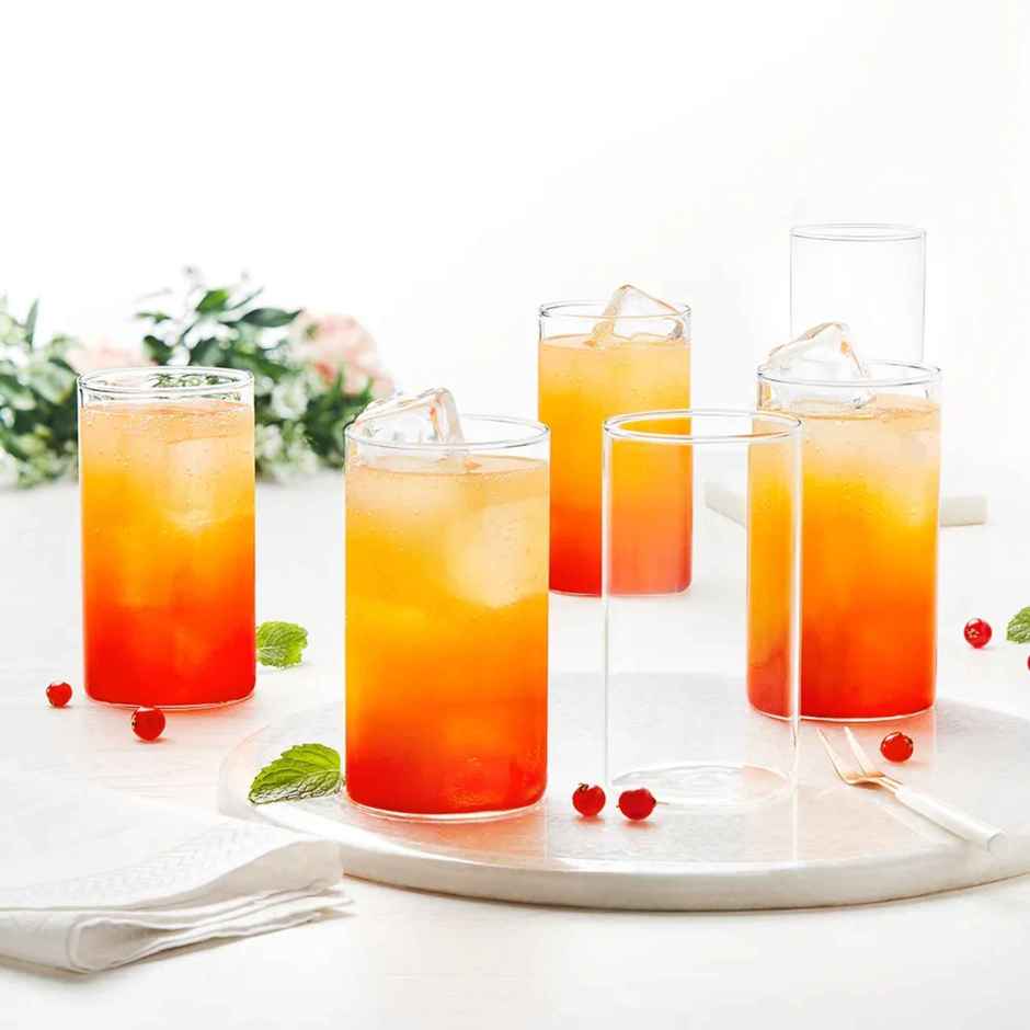 Borosil Vision Transparent Drinking Glass Set (350 ml) | Borosilicate Glass | Tumblers, Pack of 1 (6 pieces)