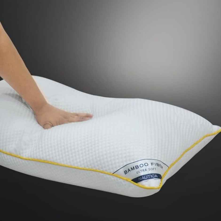 Nautica Bamboo Fiber Filling Anti | Microbial Pillow |  46 cm X 69 cm Size | Bamboo Fiber | White