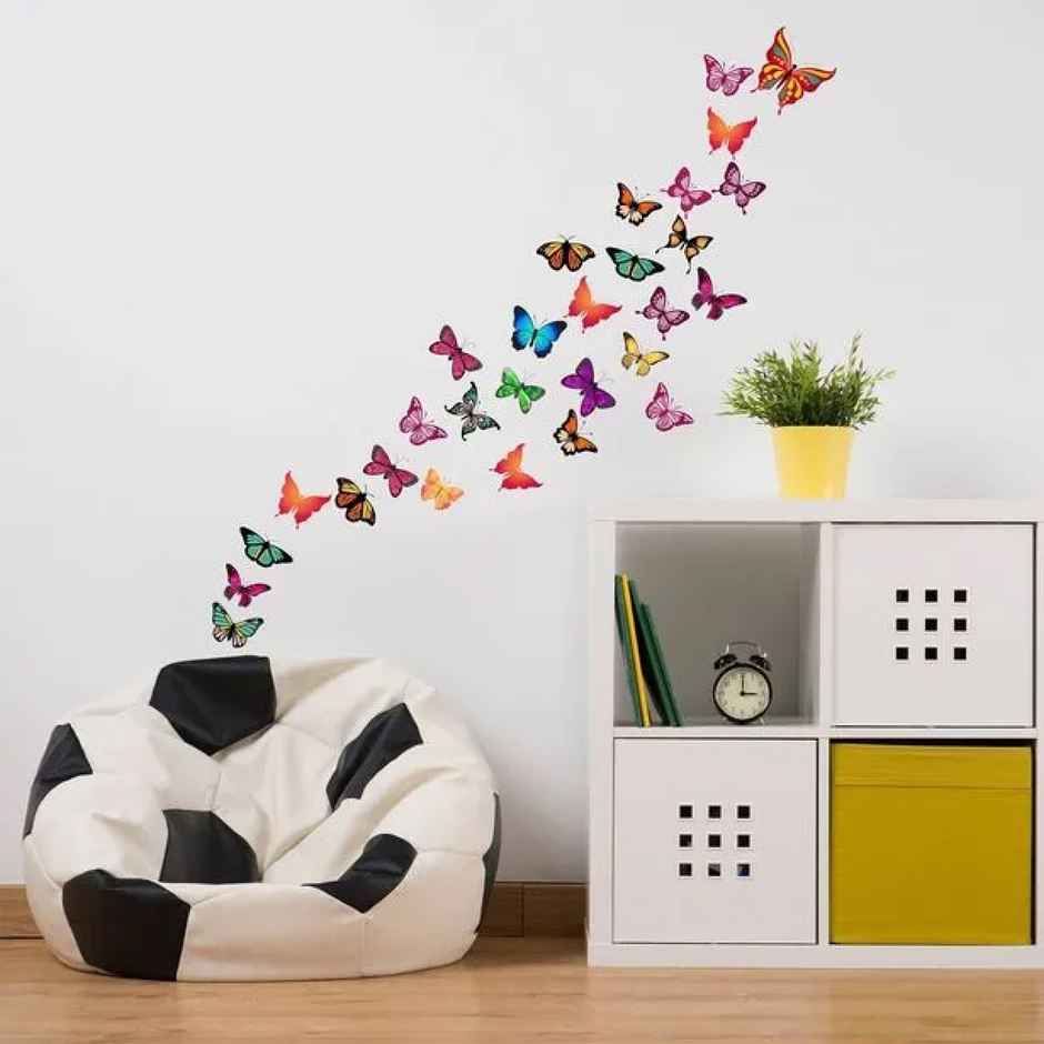 Wollzo 72 cm Colorful Butterflies (100 x 90 cm) Self Adhesive Sticker