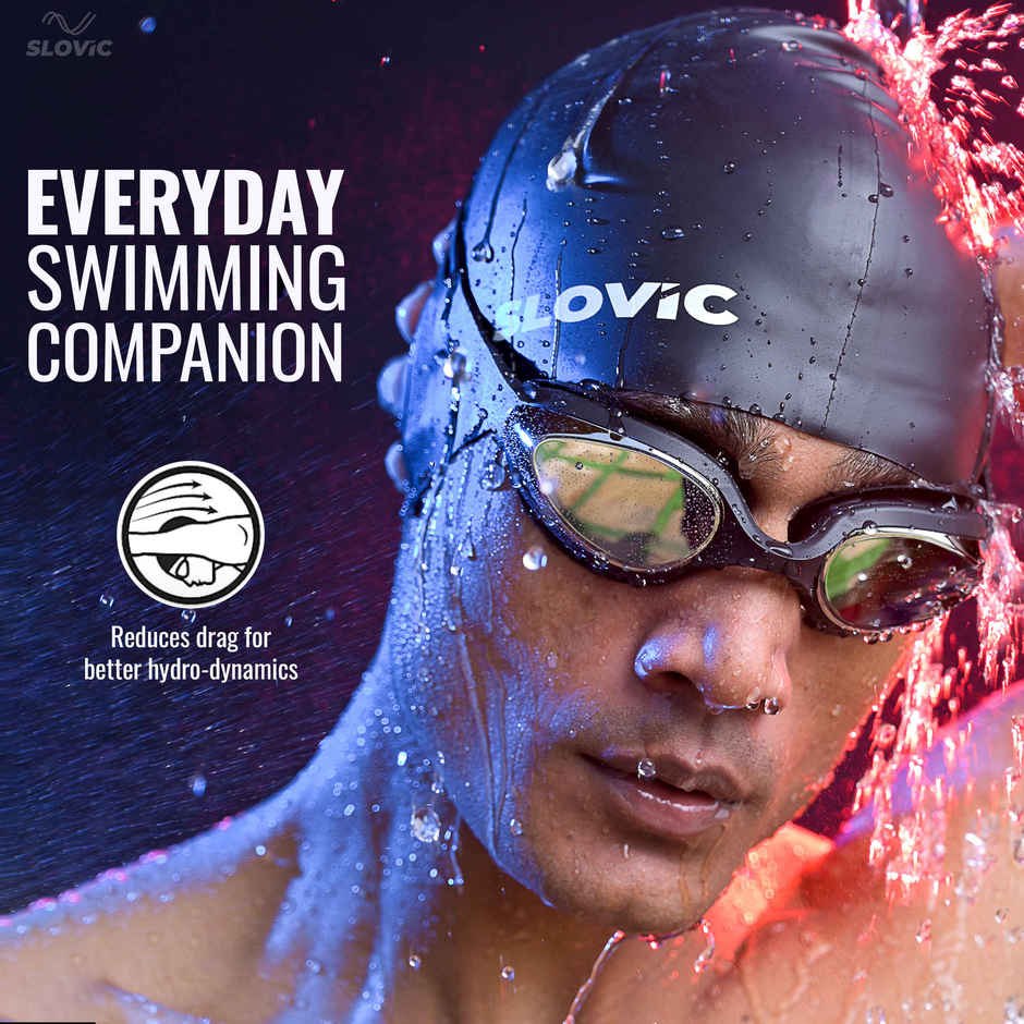 Slovic Unisex Silicone Swimming Cap - Leak-Proof, Stretchable & Comfort Fit