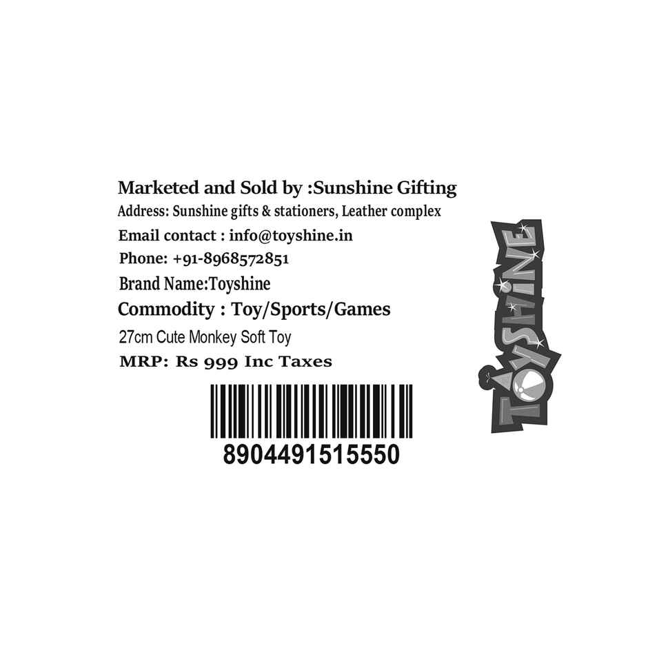 Spanker Monkey Soft Toy Cute Plush Animal with Shirt - 27 cm