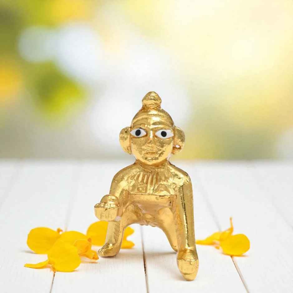 Laddu Gopal Idol | Size 2 | Metal with Gold Coating | Chandar