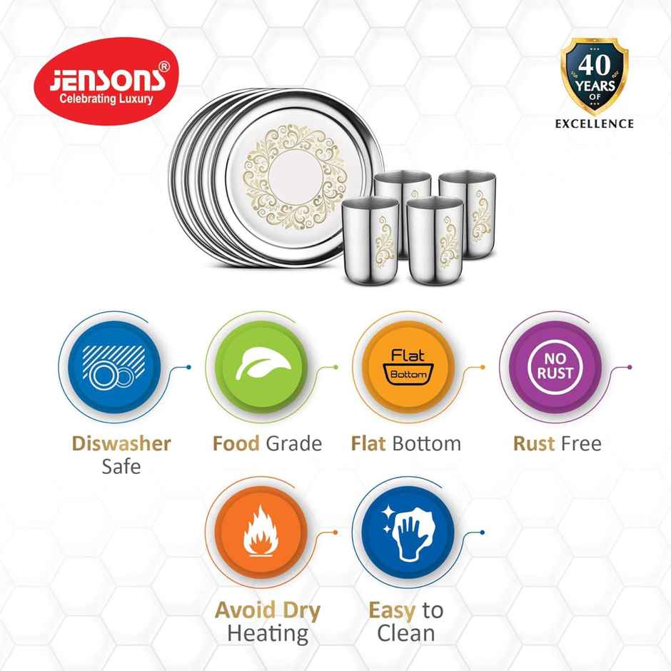 Jensons 16 Pcs Dinner Set Lazer Rangoli