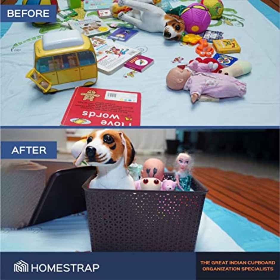 HomeStrap Plastic Multi-Functional Storage Basket | Brown