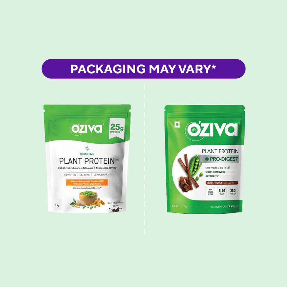 Oziva Bioactive Plant Protein Powder , 25g Protein | 5.5g Bcaa | Eaa | Sugar Free - Choclate , 1 Kg