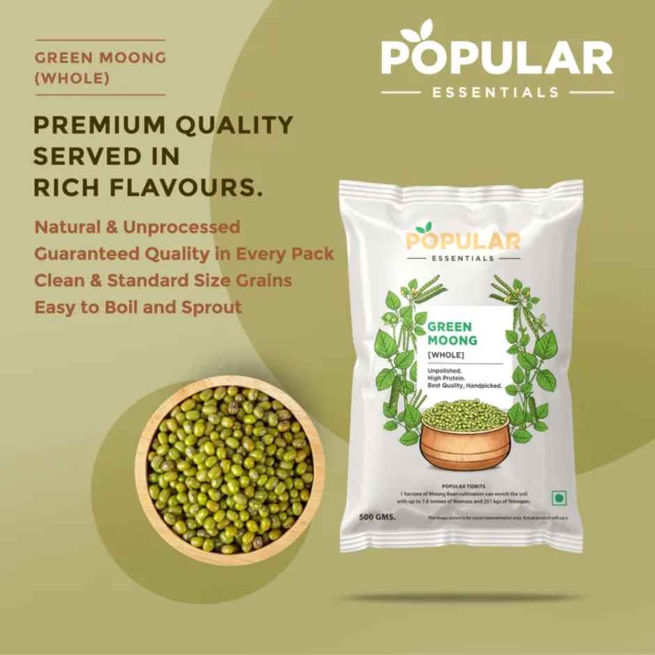 Popular Essentials Green Moong Whole(500gms) & Popular Essentials Black Brown Chana (Un-Polished)(500gms) Combo