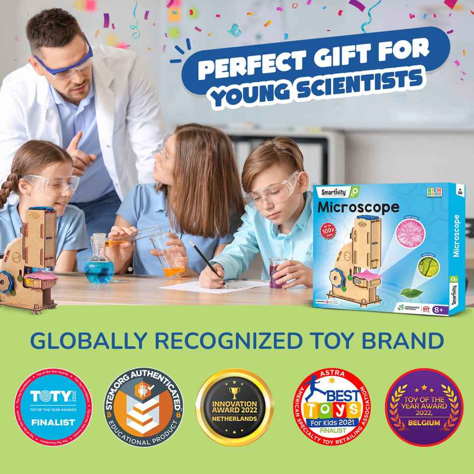 Smartivity Microscope 100x Zoom Toy for 6 to 12-Year-Old Kids, Fun & Learn DIY Activity Kit