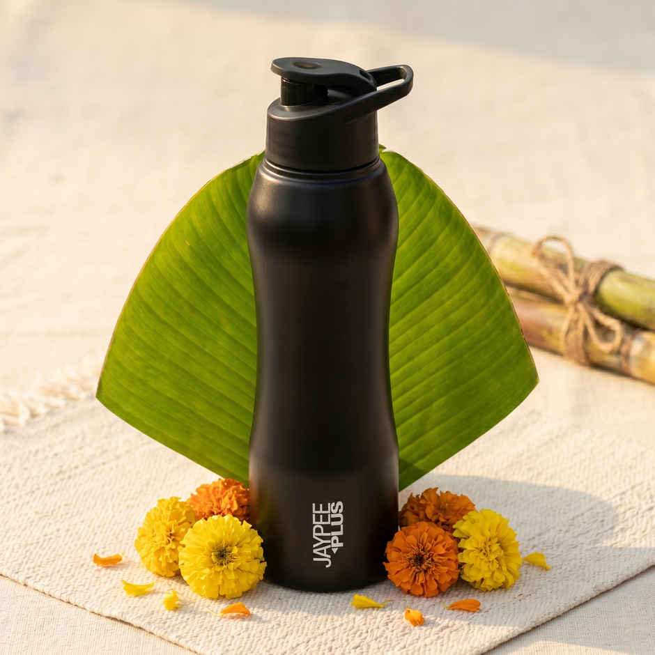 Jaypee Plus Safari 750 Stainless Steel Leakproof Water Bottle with carry Handle | Black | 750 ml