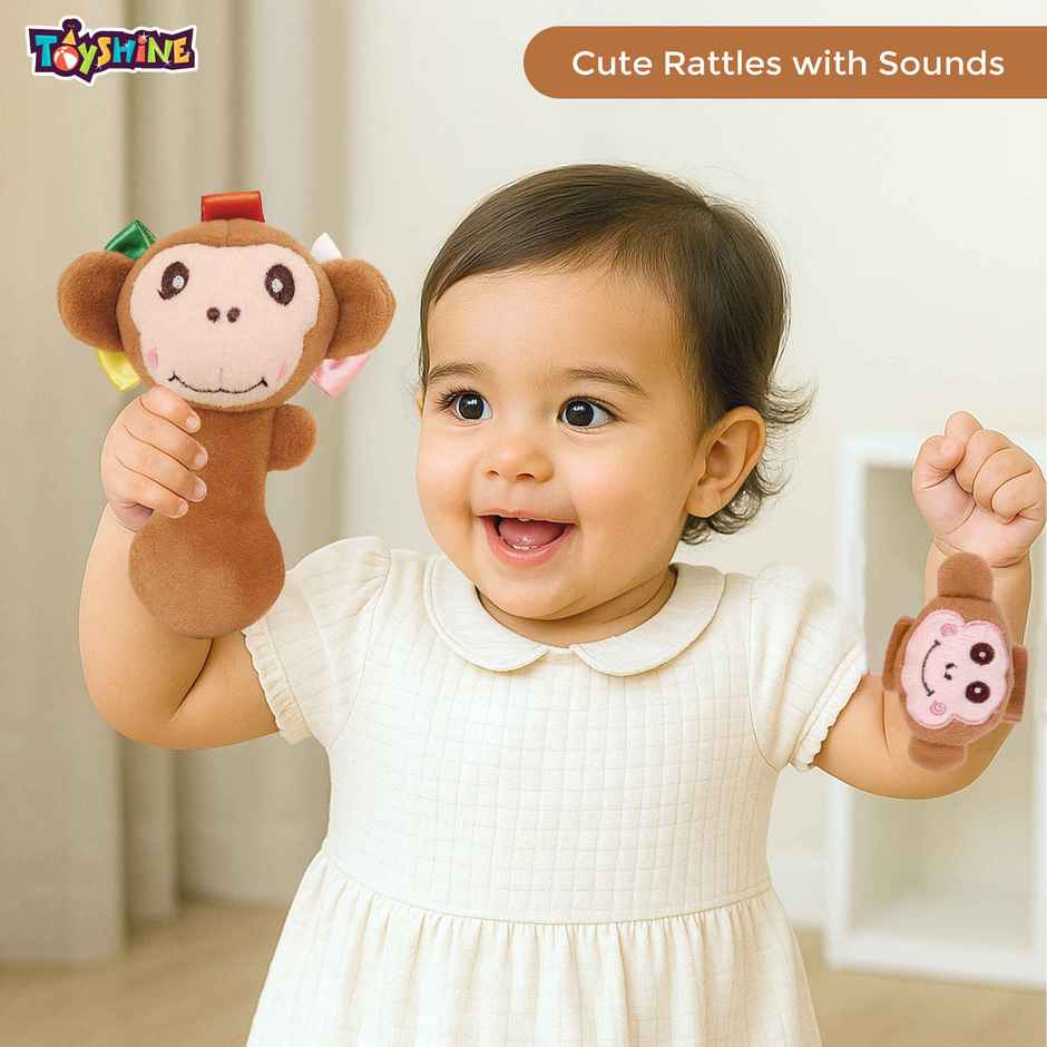 Spanker Baby Hand Cute Soft Monkey Rattle Set