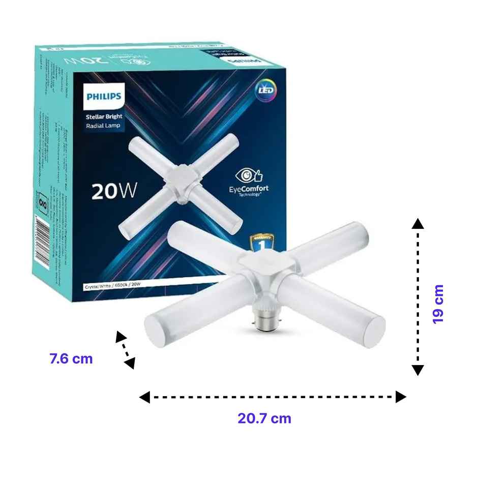 Philips Stellar Bright Radial 20W Led Bulb Crystal White | B22 Base Holder