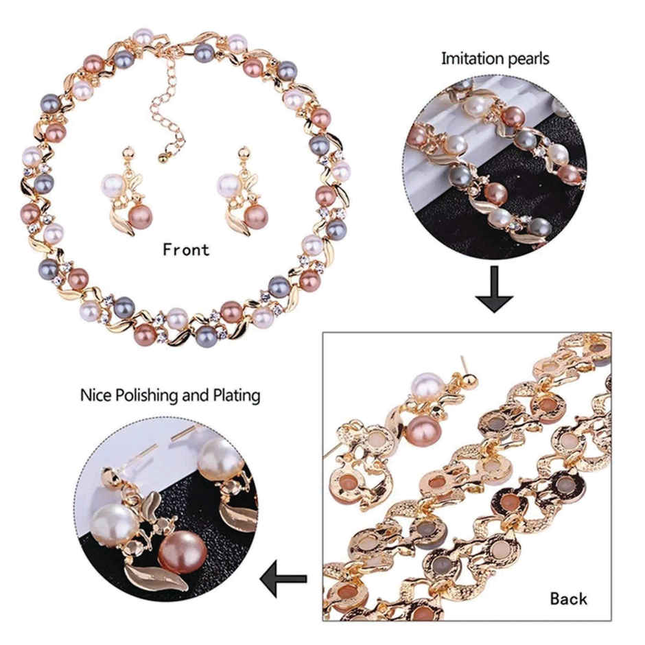 Shining Diva Fashion Latest Pearl Design Necklace Jewellery Set for Women | 11866s