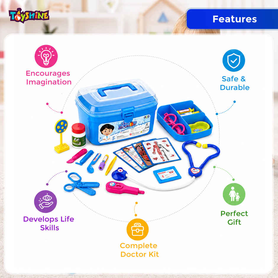 Toyshine Doctor Set For Kids With Stethoscope | 19 Pcs Set | Pretend Play For Toddlers, Boys Girls