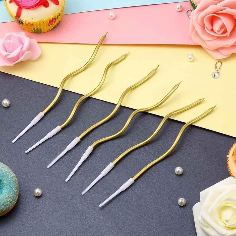 Chrome Golden Metallic Twisted Candle