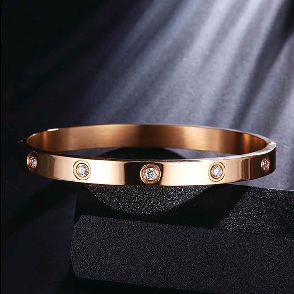 Shining Diva Fashion Latest Stylish Stainless Steel Bangle Gift Bracelet for Women and Girls 15745b