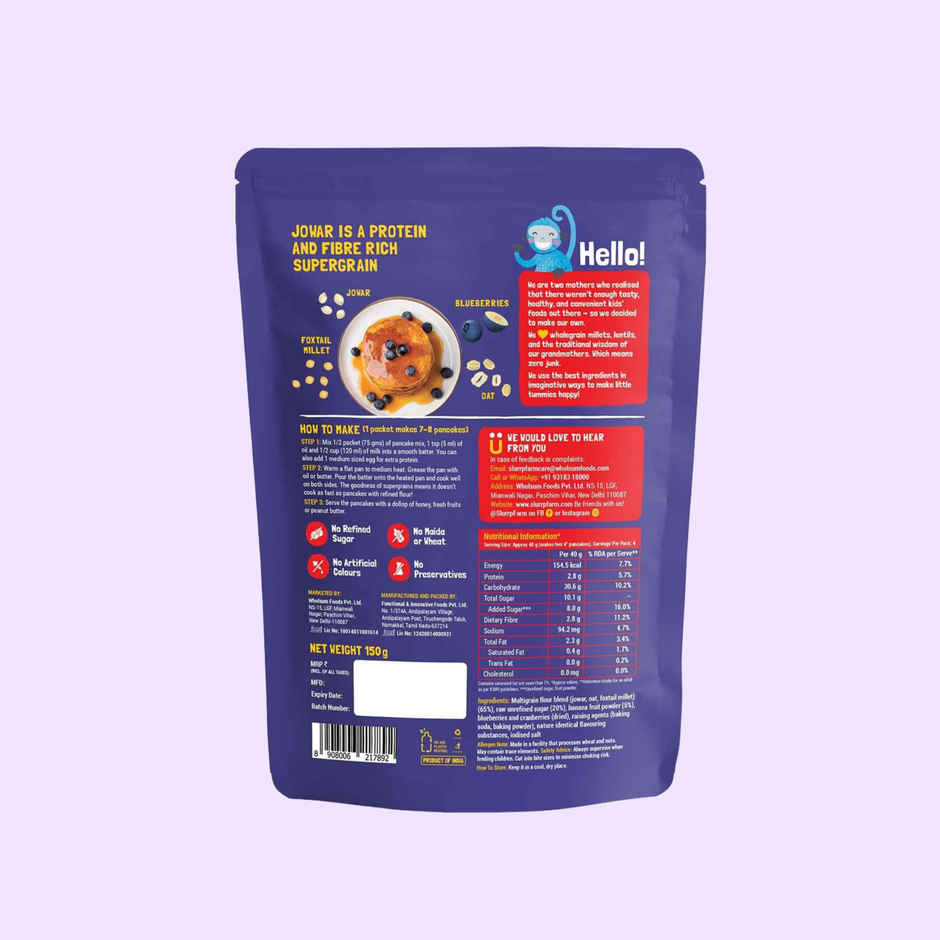 Slurrp Farm Blueberry Millet Pancake Mix | No Maida
