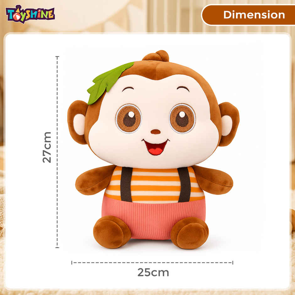 Spanker Monkey Soft Toy Cute Plush Animal with Shirt - 27 cm
