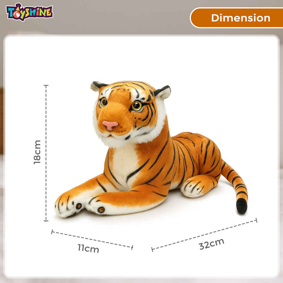 Spanker Tiger Soft Toy Realistic Tiger Plush for Kids & Decor - 32 cm