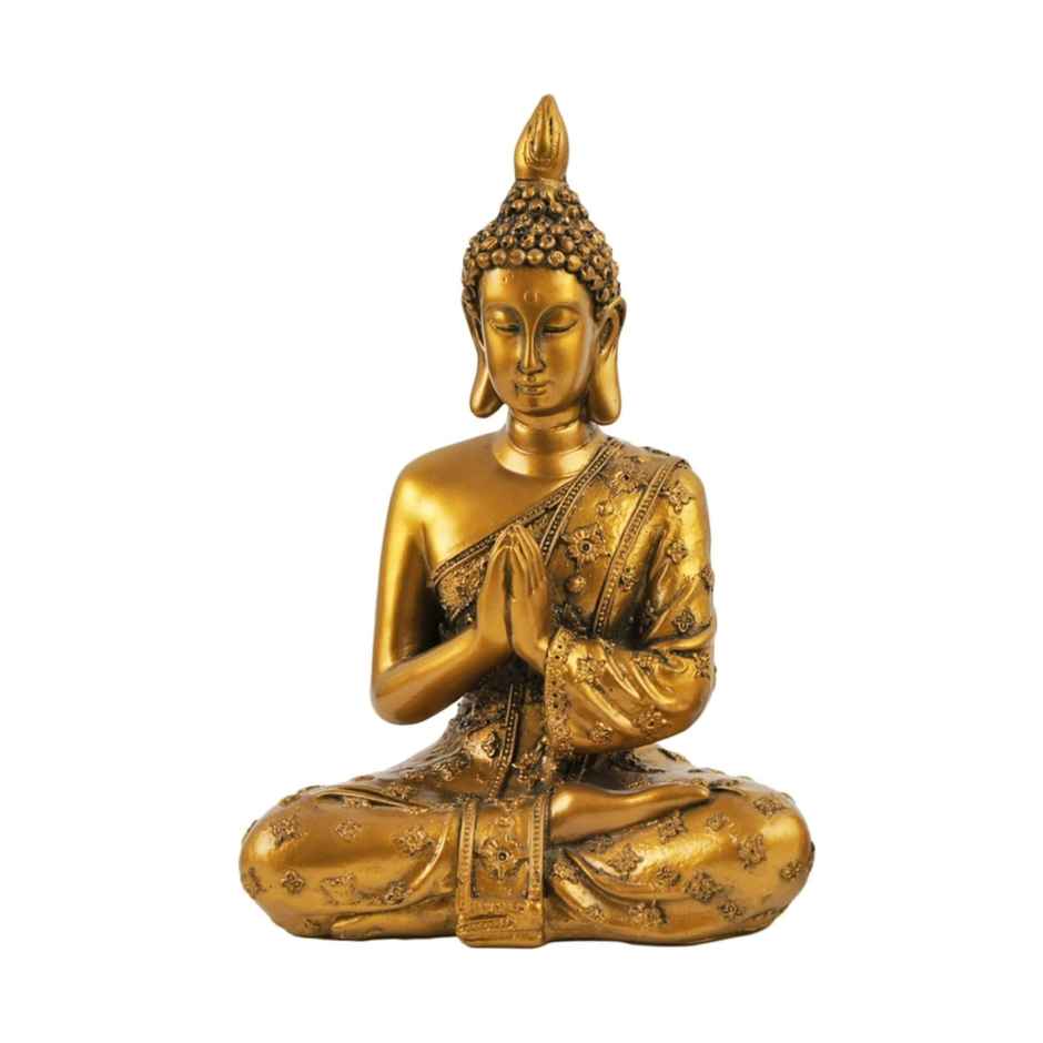 Tied Ribbons Buddha Idol Statue Showpiece (18.5 Cm)