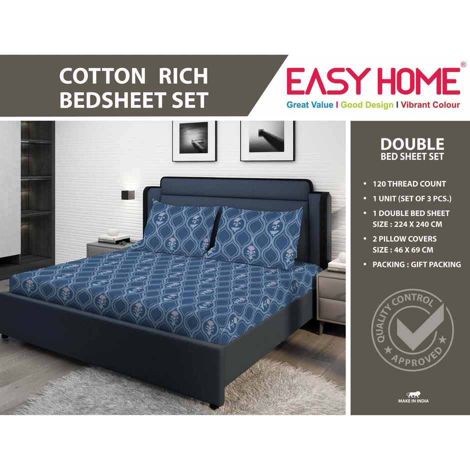 Superspun 120 Tc-Cotton Rich-Easy Home- Dbl- 220 x 240- D:23120 - Assorted