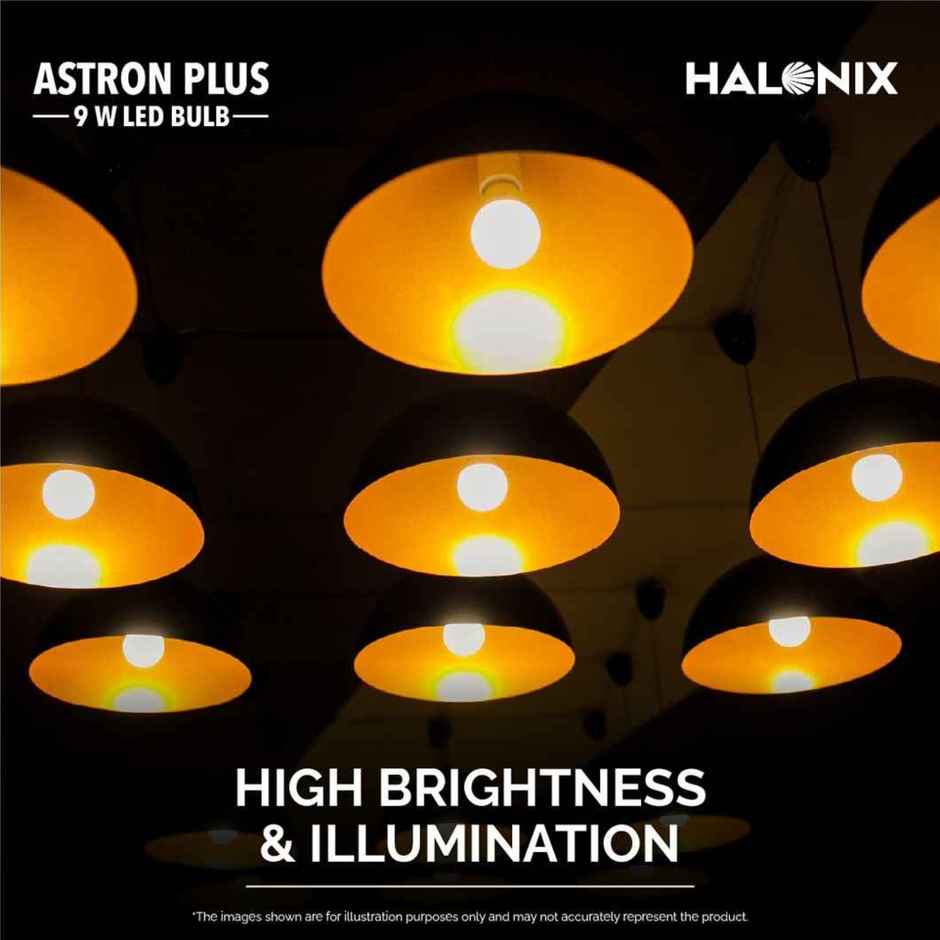 Halonix 9W Screw Type, Warm White Yellow Led Bulb | E27 Base Holder