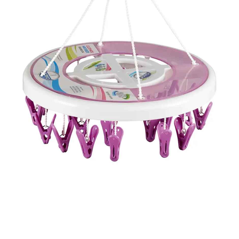 Joyo Plastics 24 Clip Cloth Hanging Hanger (Colour May Vary)