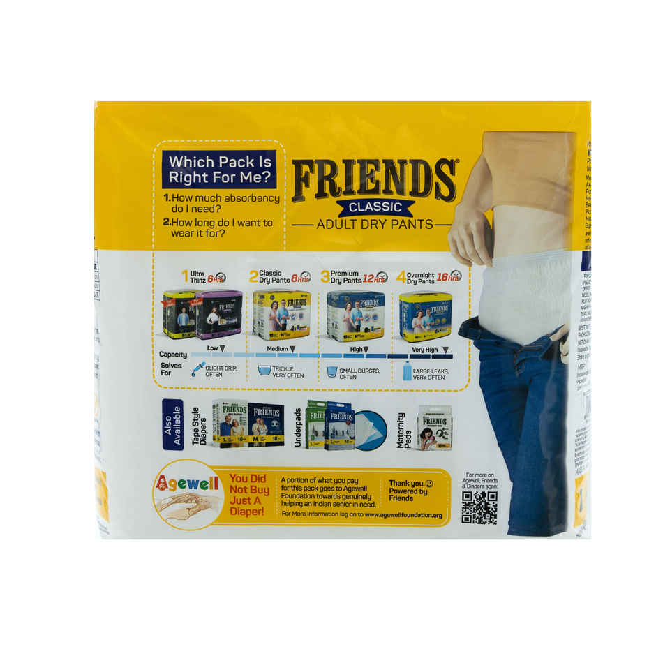 Friends Adult Diaper Pant | Classic Type | L | 30 - 56 inch Combo