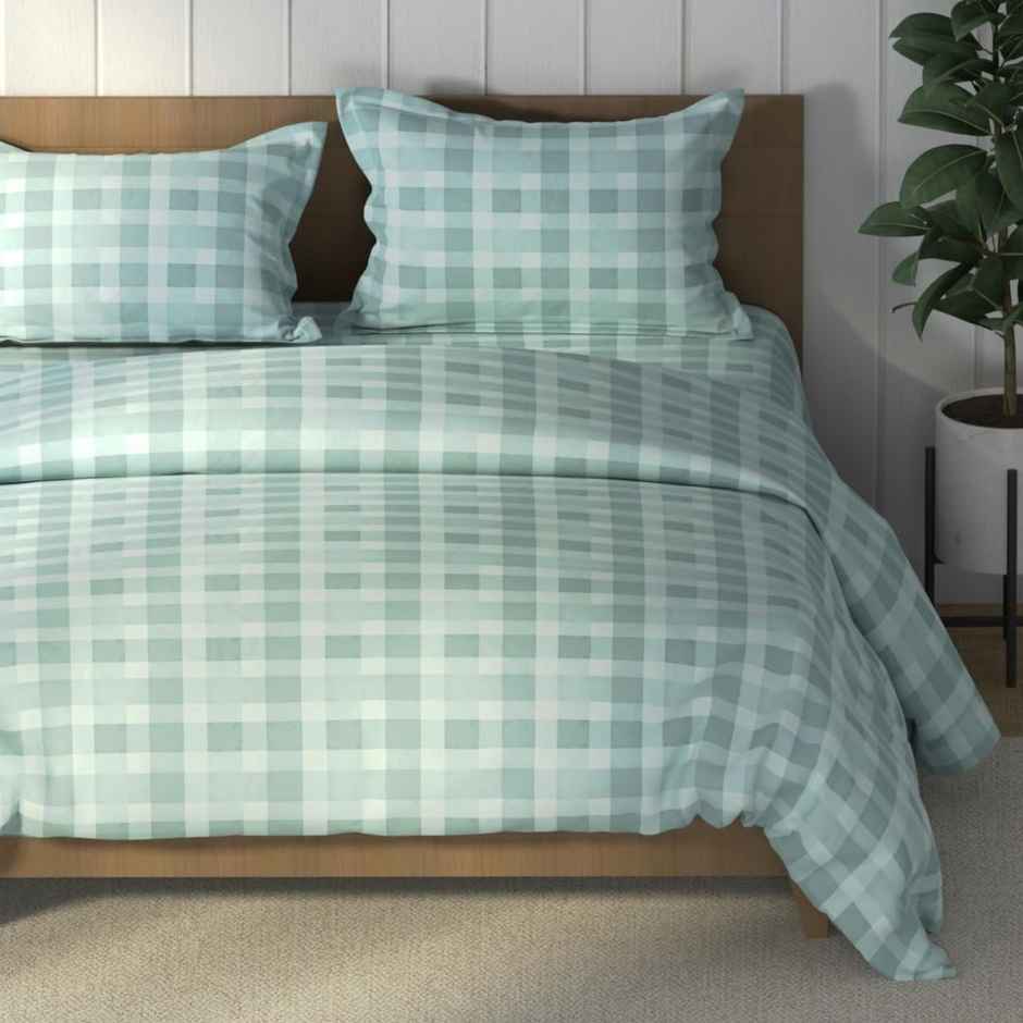 Nautica Super Soft Cotton Fabric Comforter for All Weather | Double Size | Checks | Aqua